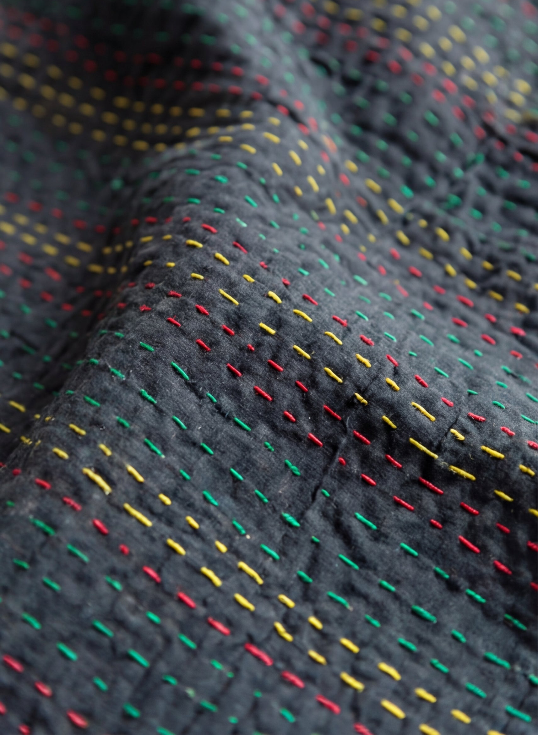 Bengal Rubellite Cotton Hand-Made Kantha Throw Blanket