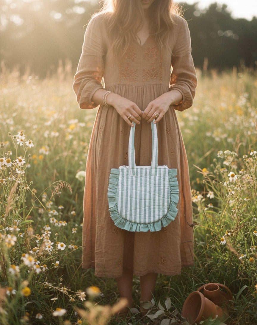 Mint Ruffle Daydream Tote Bag (Small)