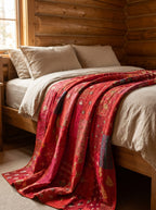 Azure Mist Handmade Patola Kantha Bedspread
