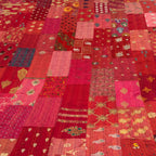 Azure Mist Handmade Patola Kantha Bedspread