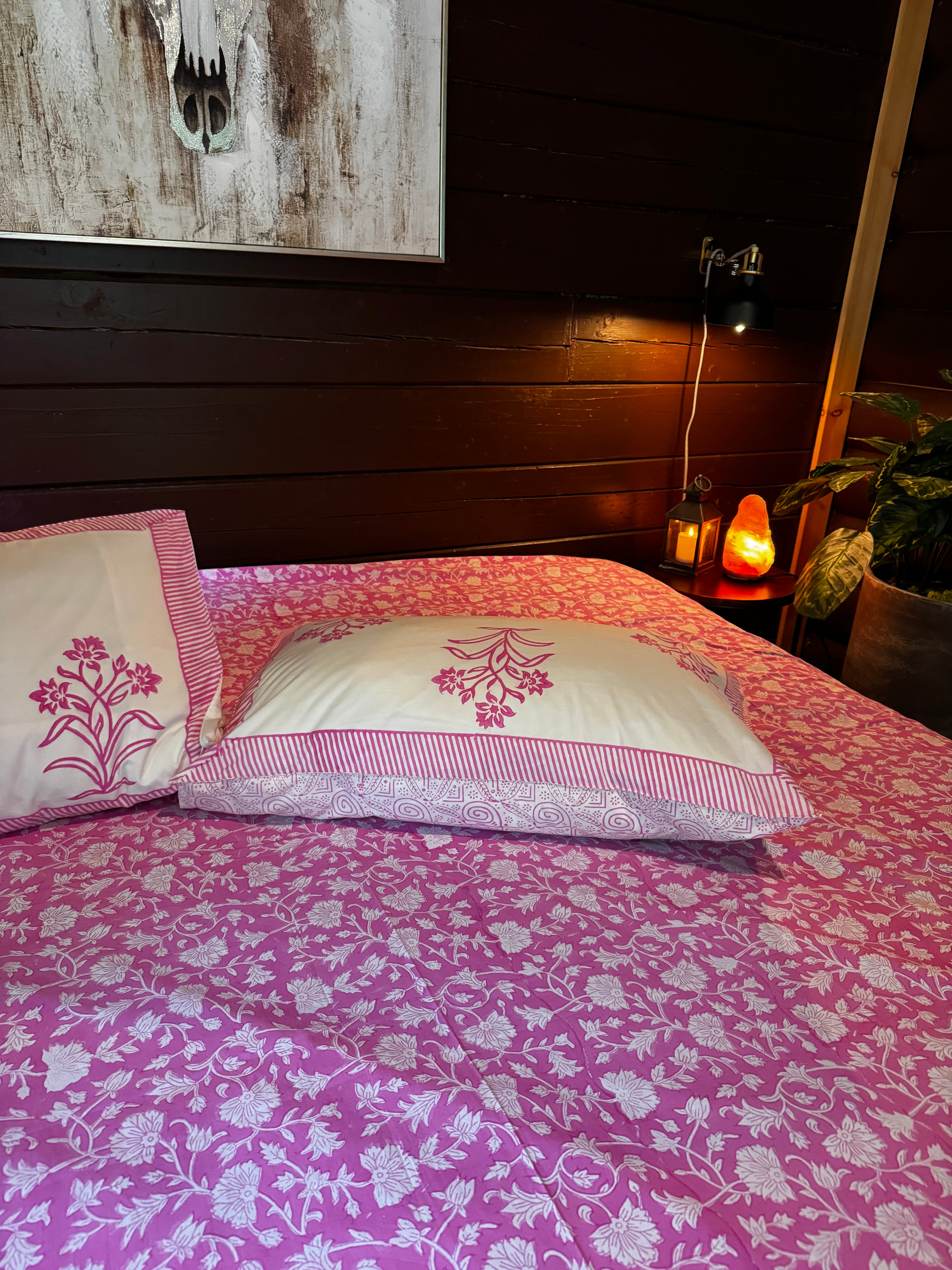 Verde Fern Hand Block Printed King Bedsheet