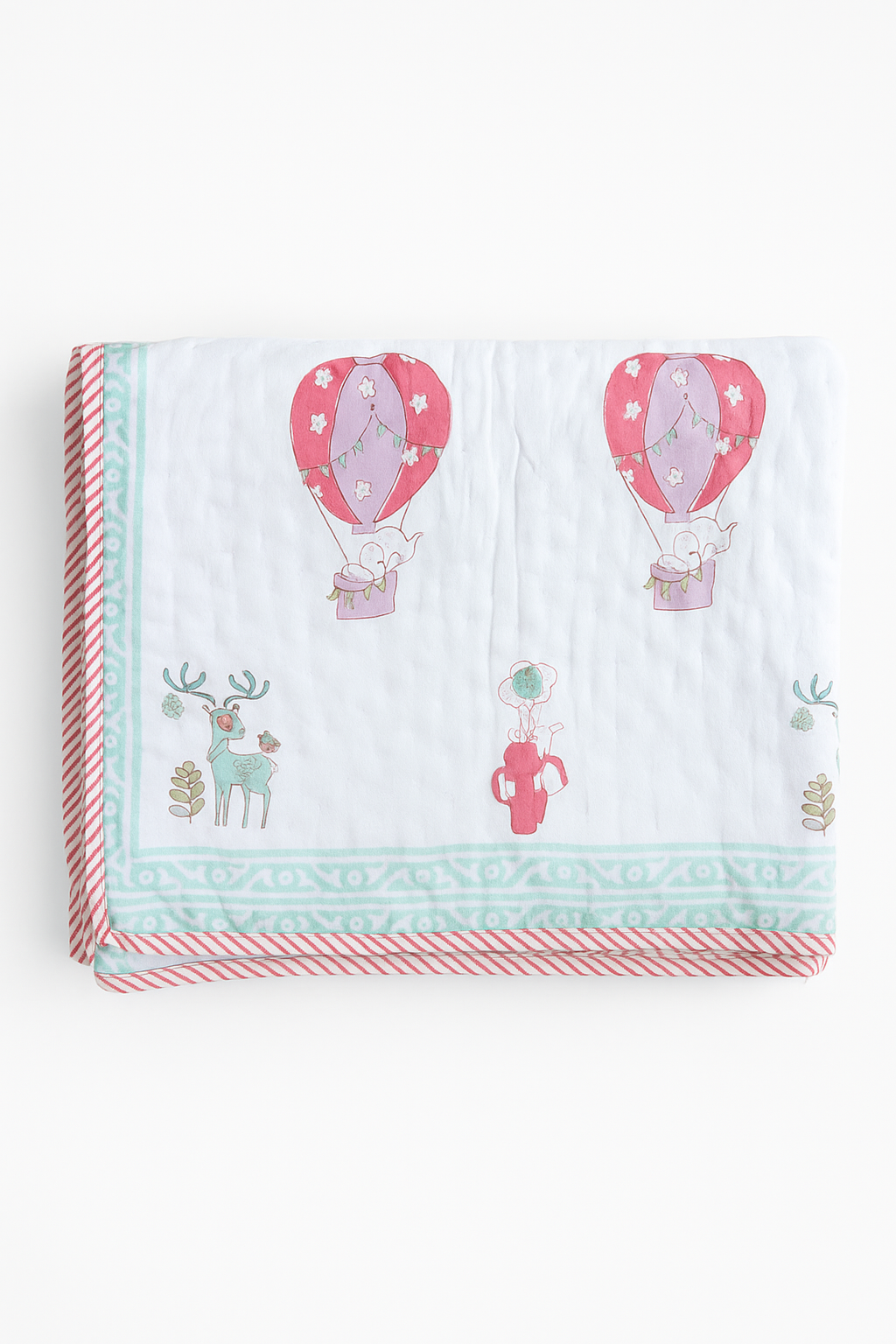 Floaty Dreams - 100% cotton Hand Made Artisnal Baby Quilt