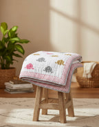 Elephant Dreams - 100% cotton Hand Made Artisnal Baby Quilt