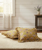 Golden Meadow Ruffled Cotton Cushion Cover