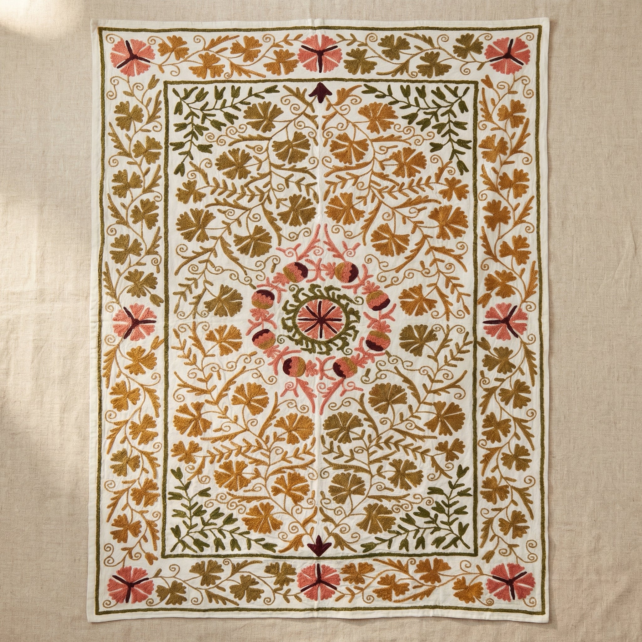 Twilight Grace Hand-Embroidered Cotton Throw