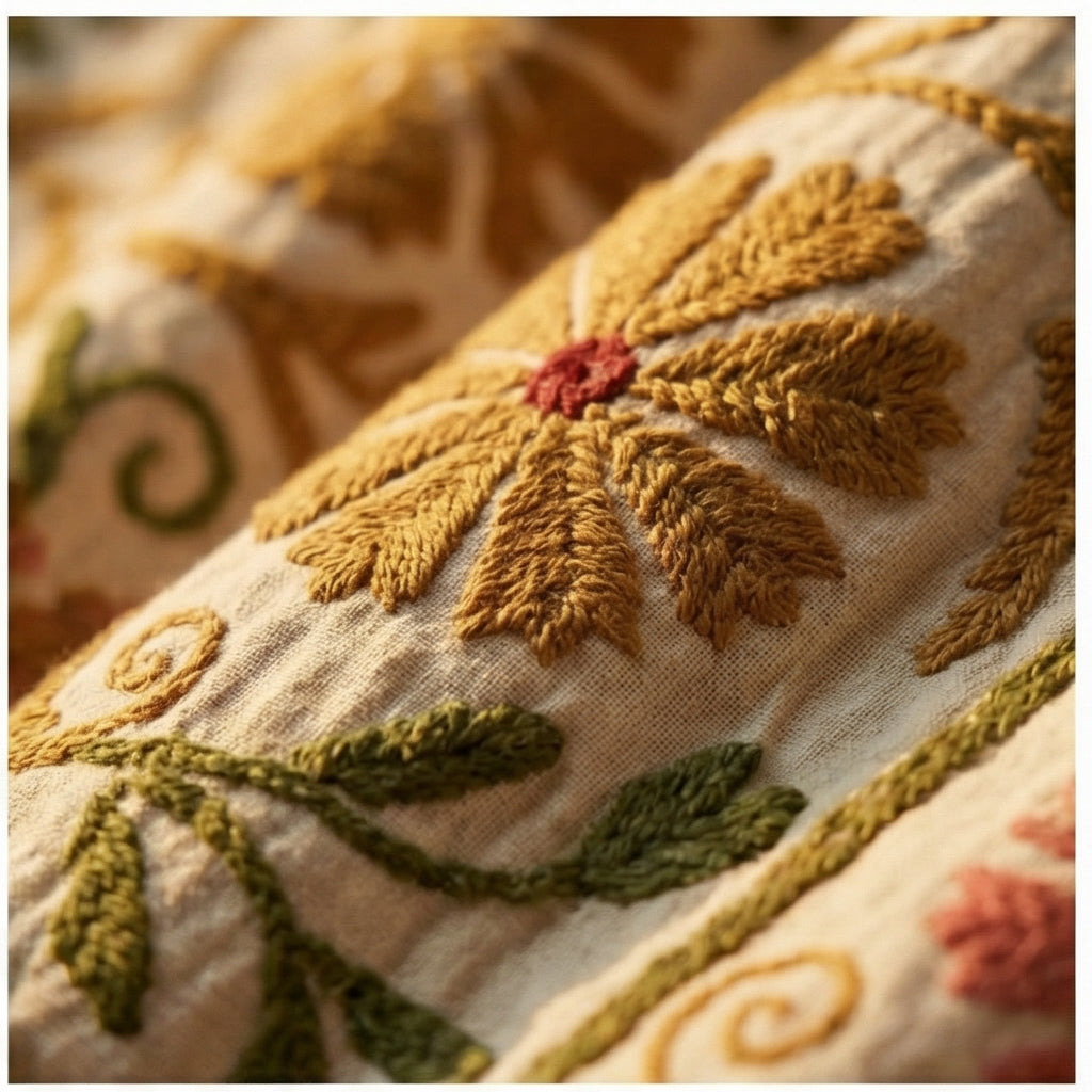 Twilight Grace Hand-Embroidered Cotton Throw