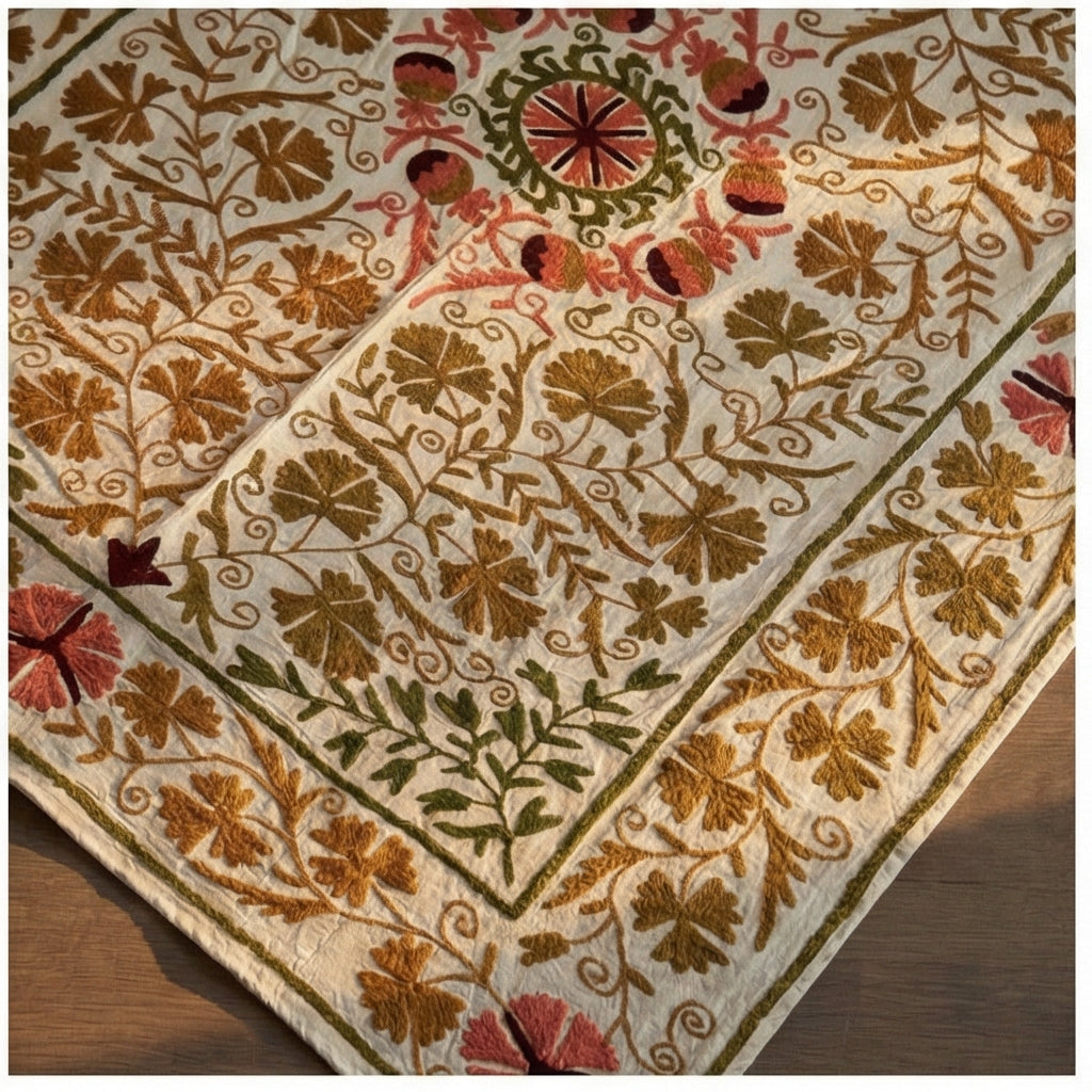 Twilight Grace Hand-Embroidered Cotton Throw