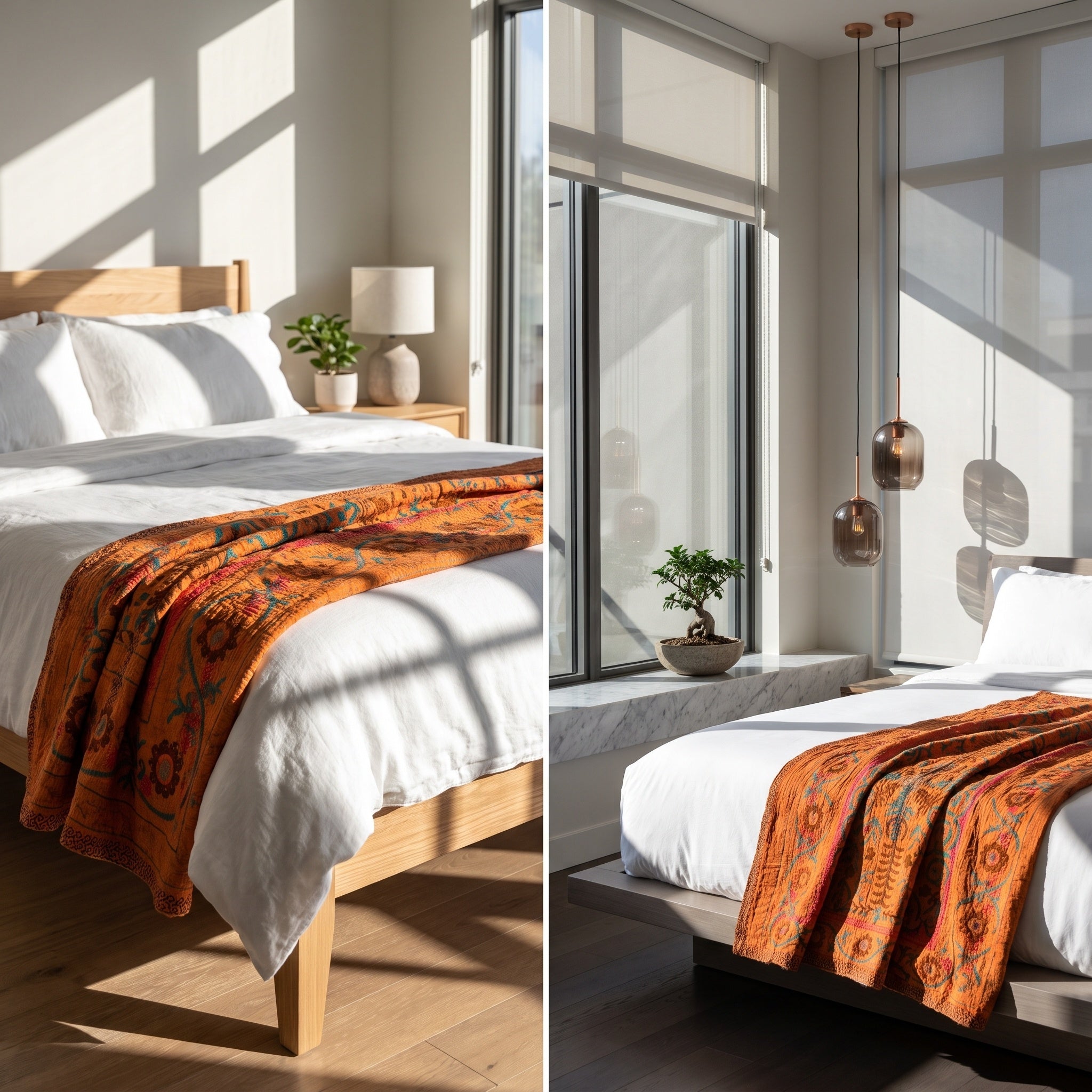 Haven Fern Luxury Vintage Suzani Kantha Throw