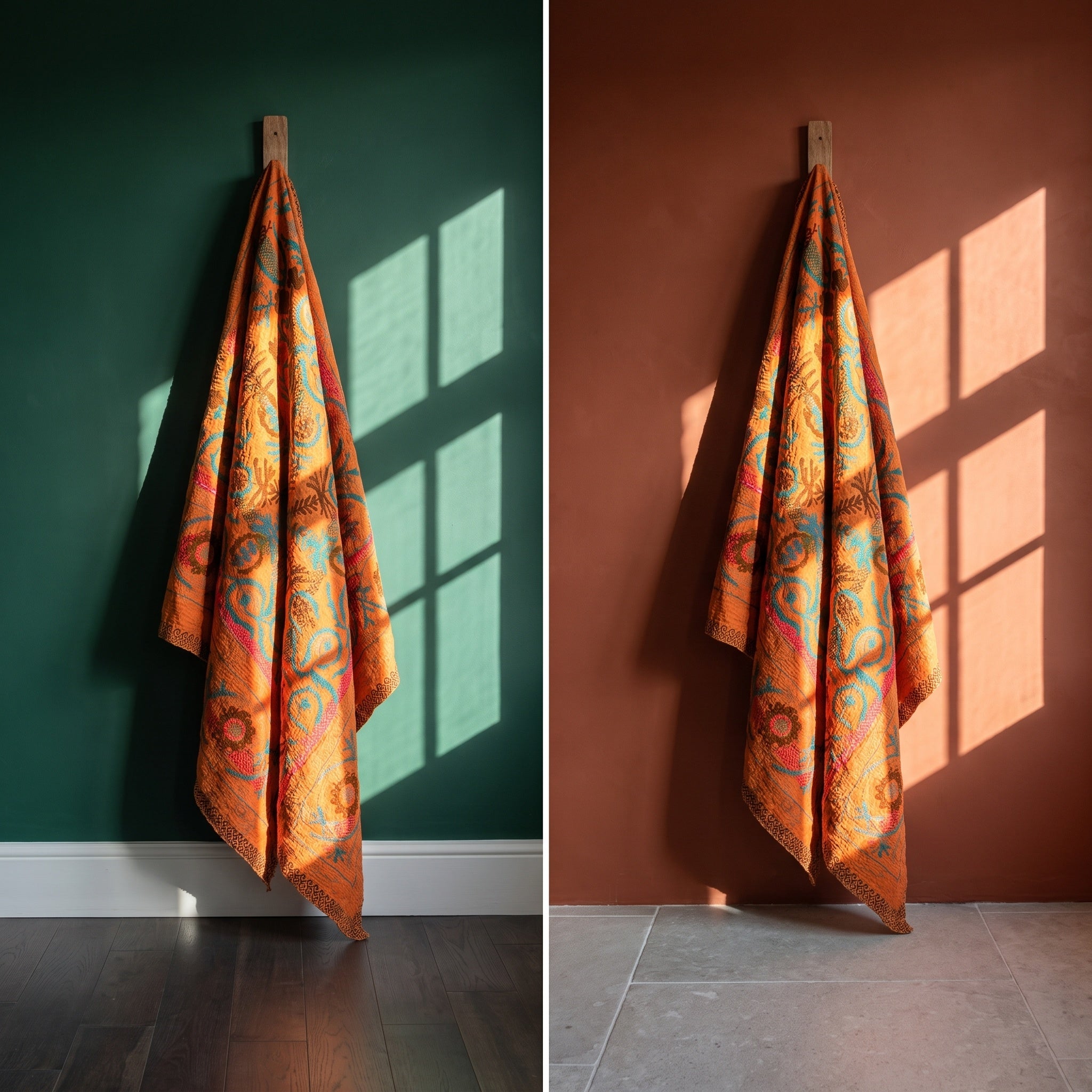 Haven Fern Luxury Vintage Suzani Kantha Throw