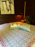 Drap-housse King Indigo Bloom imprimé à la main