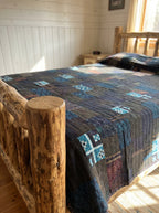 Saffron Amber Handmade Patola Kantha King Bedspread
