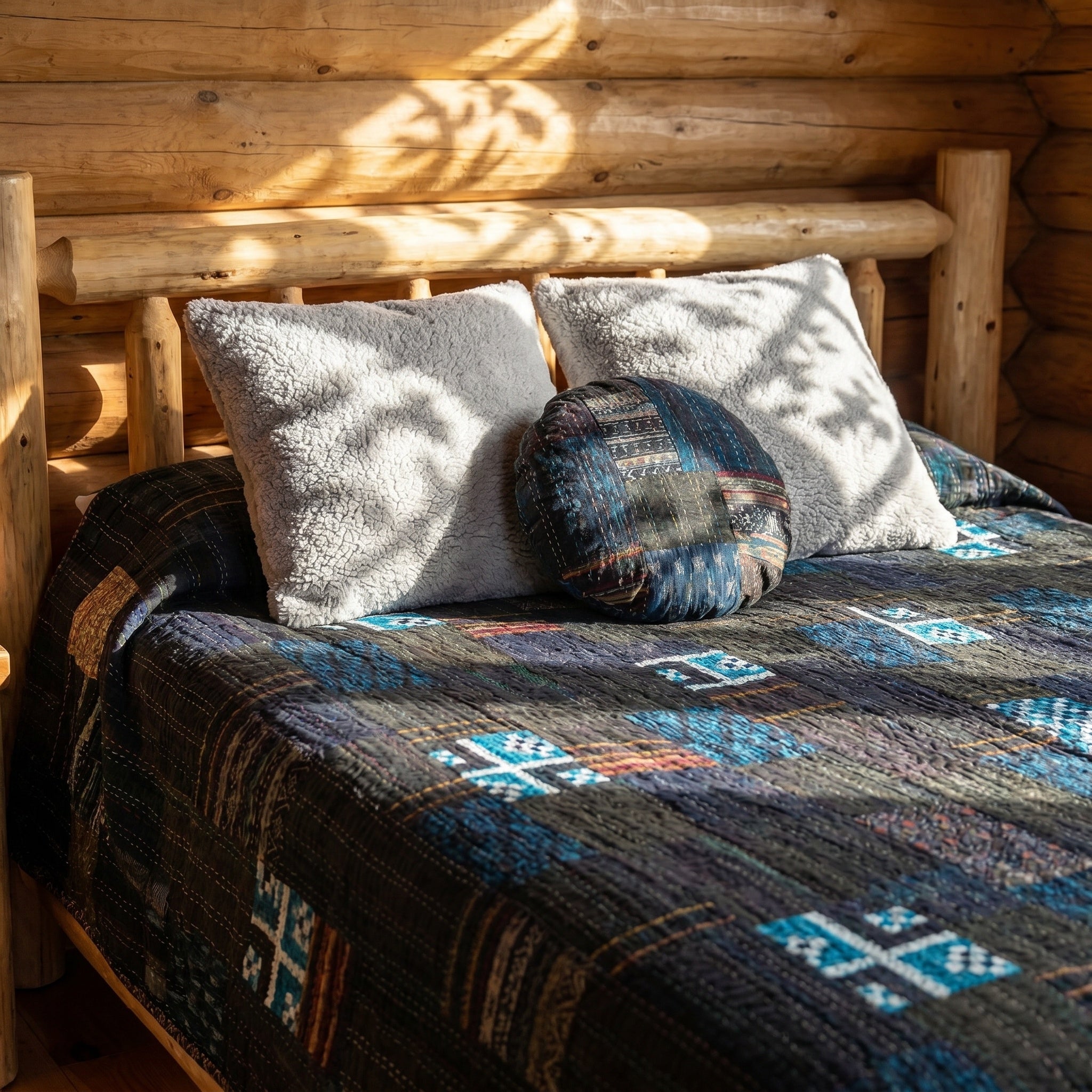 Saffron Amber Handmade Patola Kantha King Bedspread