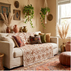 Brushing Bracken Hand-Embroidered Cotton Suzani Throw