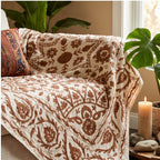 Brushing Bracken Hand-Embroidered Cotton Suzani Throw