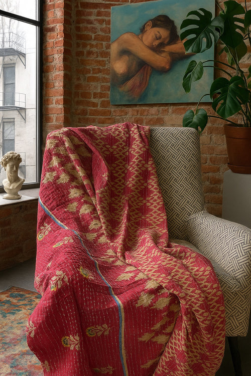 Amber Loom Hand-Made Kantha Throw Blanket