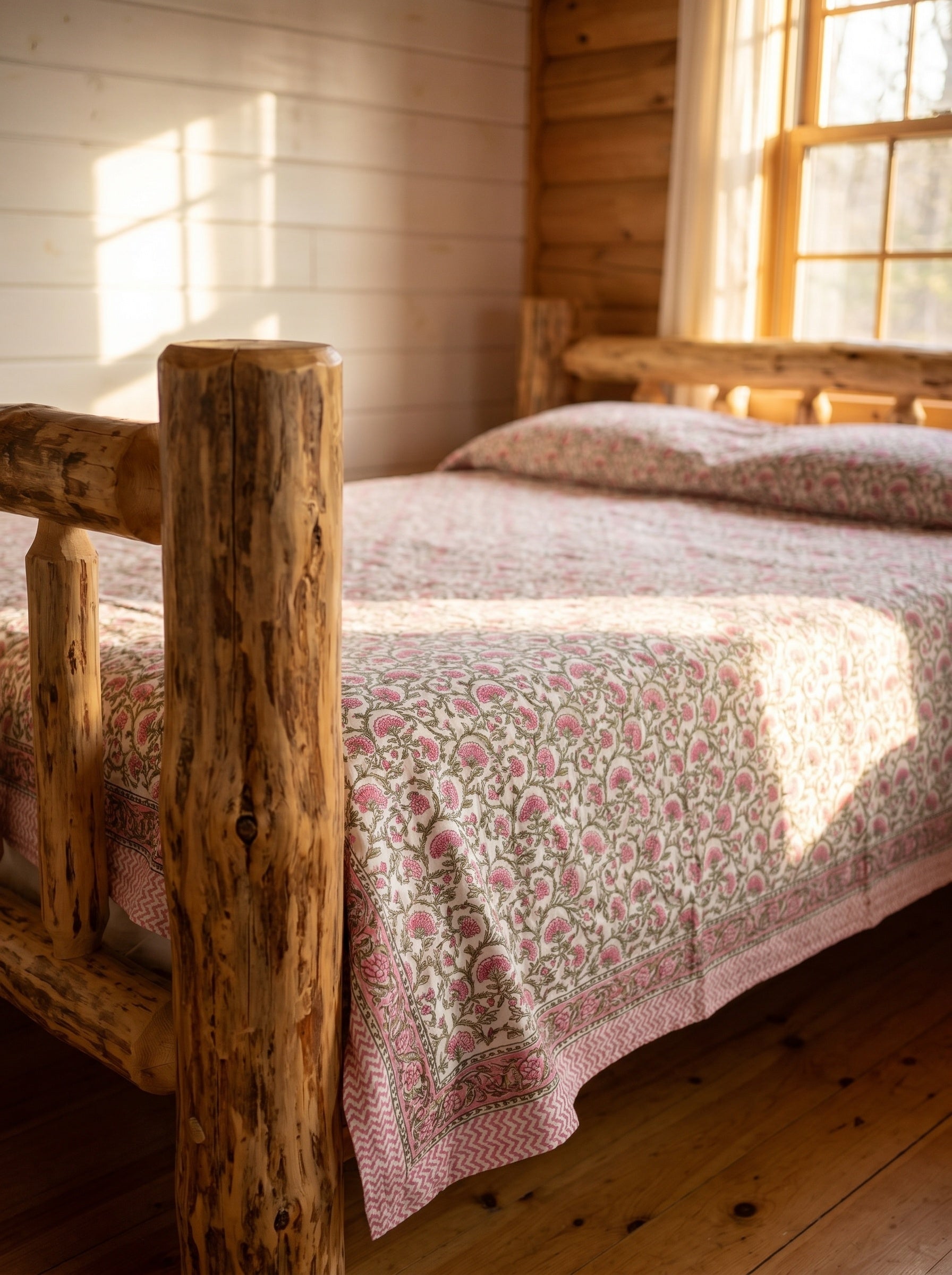 Whisper Terracotta Handmade Kantha Queen Bedsheet