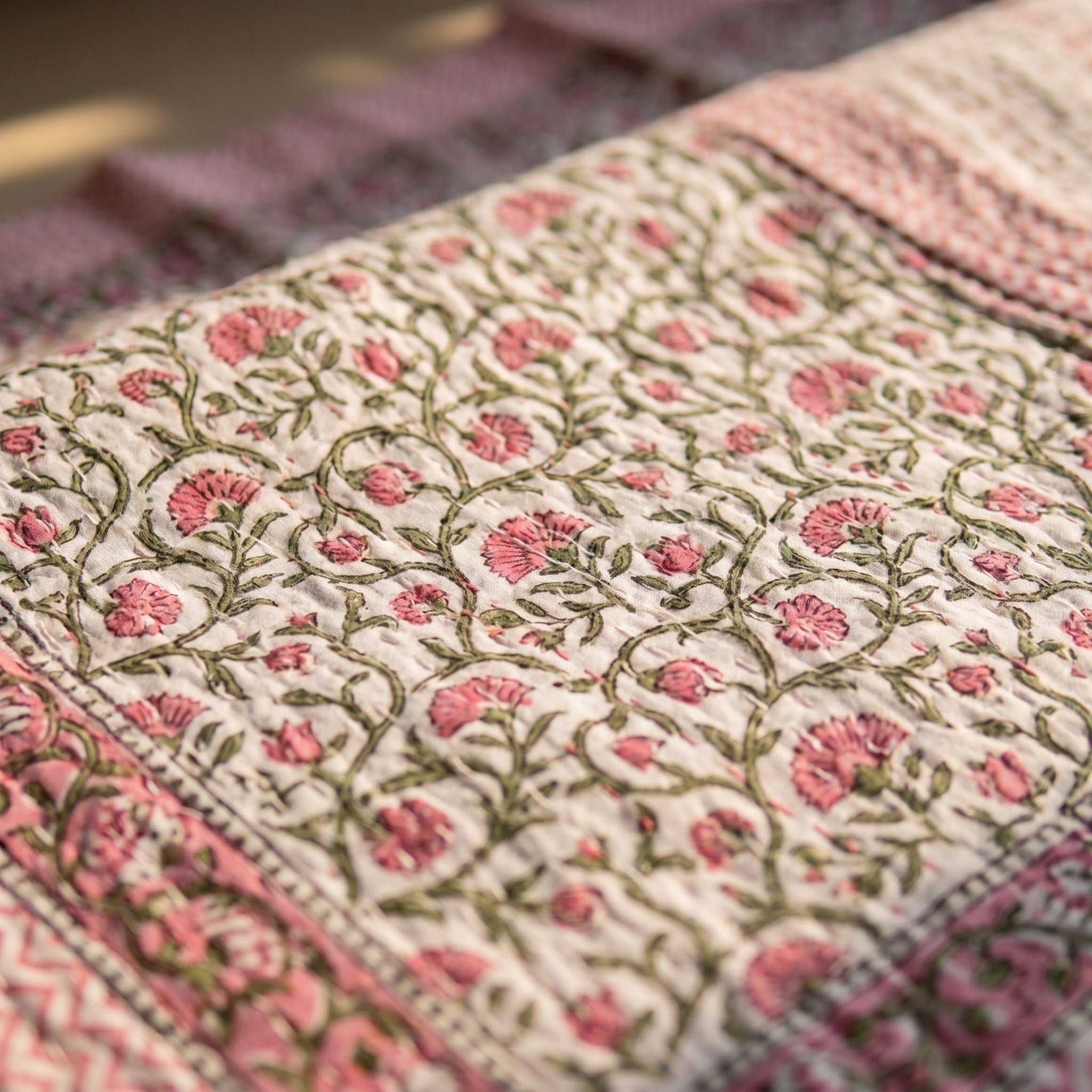 Whisper Terracotta Handmade Kantha Queen Bedsheet