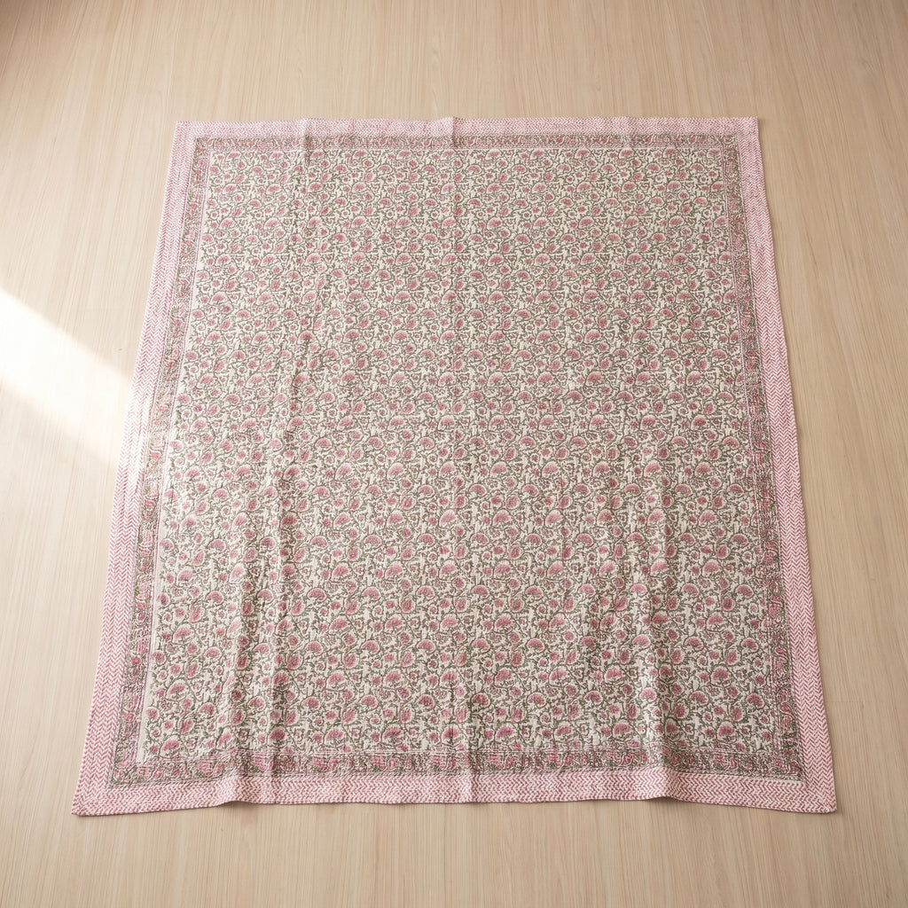 Whisper Terracotta Handmade Kantha Queen Bedsheet