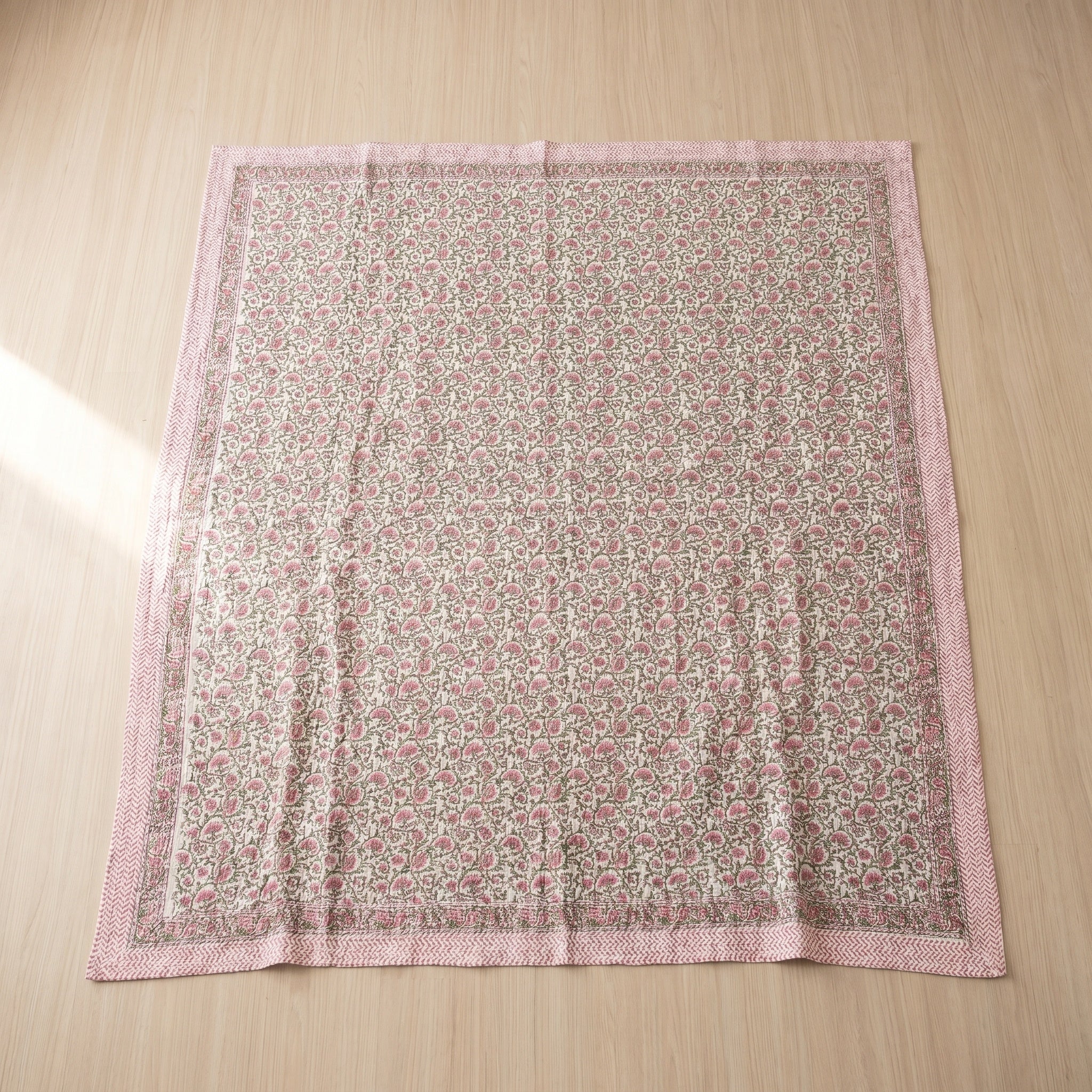 Whisper Terracotta Handmade Kantha Queen Bedsheet