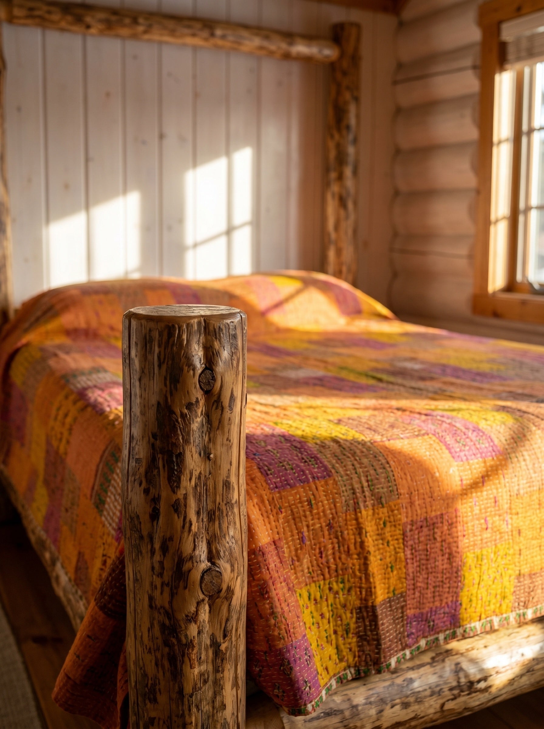 Bloom Indigo Handmade Patola Kantha King Bedspread