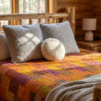 Bloom Indigo Handmade Patola Kantha King Bedspread