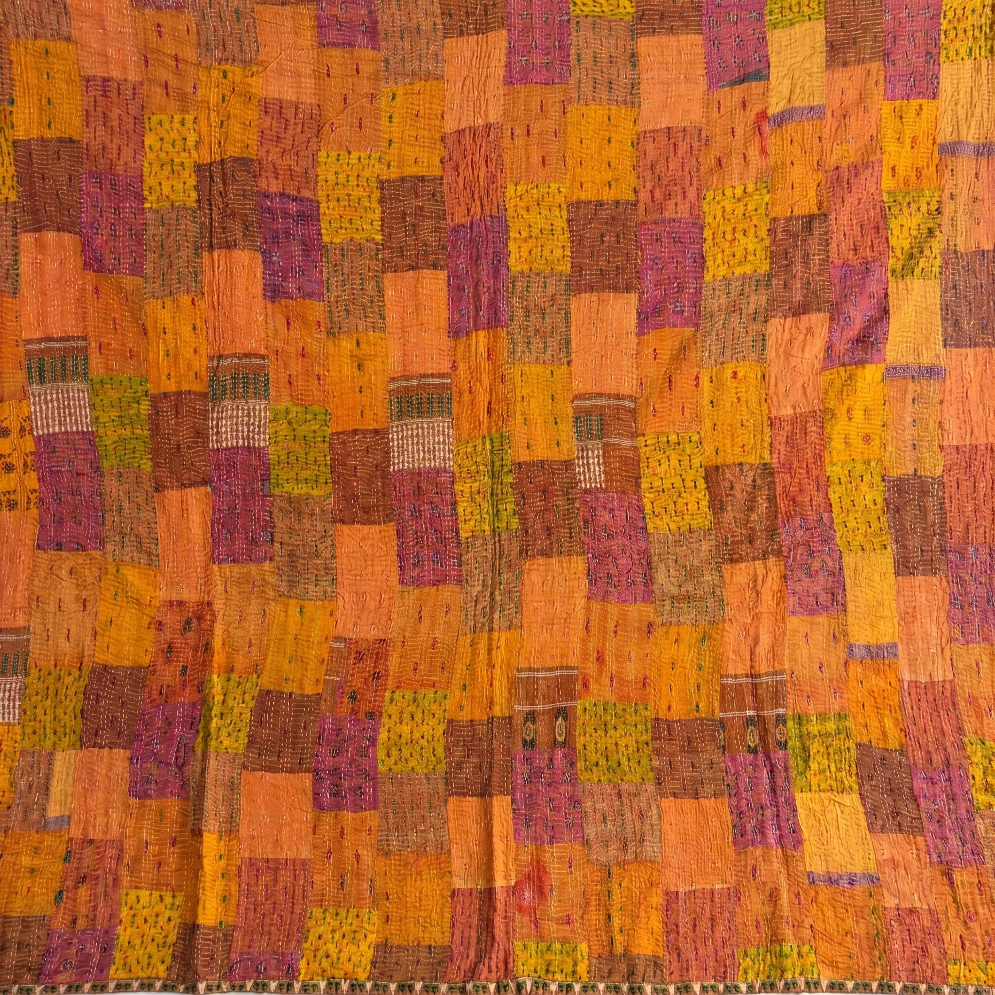 Bloom Indigo Handmade Patola Kantha King Bedspread