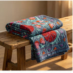 Wandering Petal Hand-Embroidered Cotton Throw