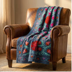 Wandering Petal Hand-Embroidered Cotton Throw