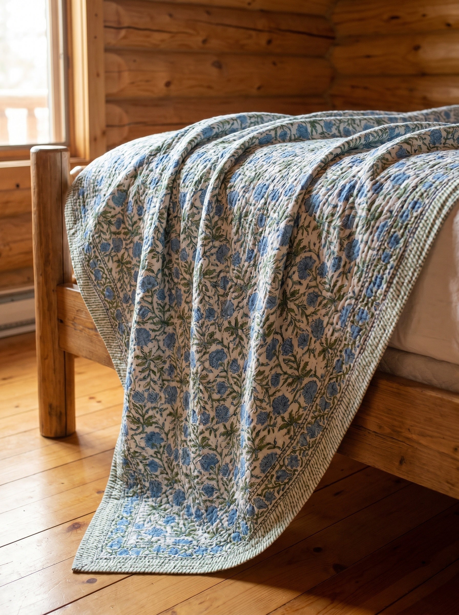 Indigo Dream Handmade Kantha Queen Bedsheet