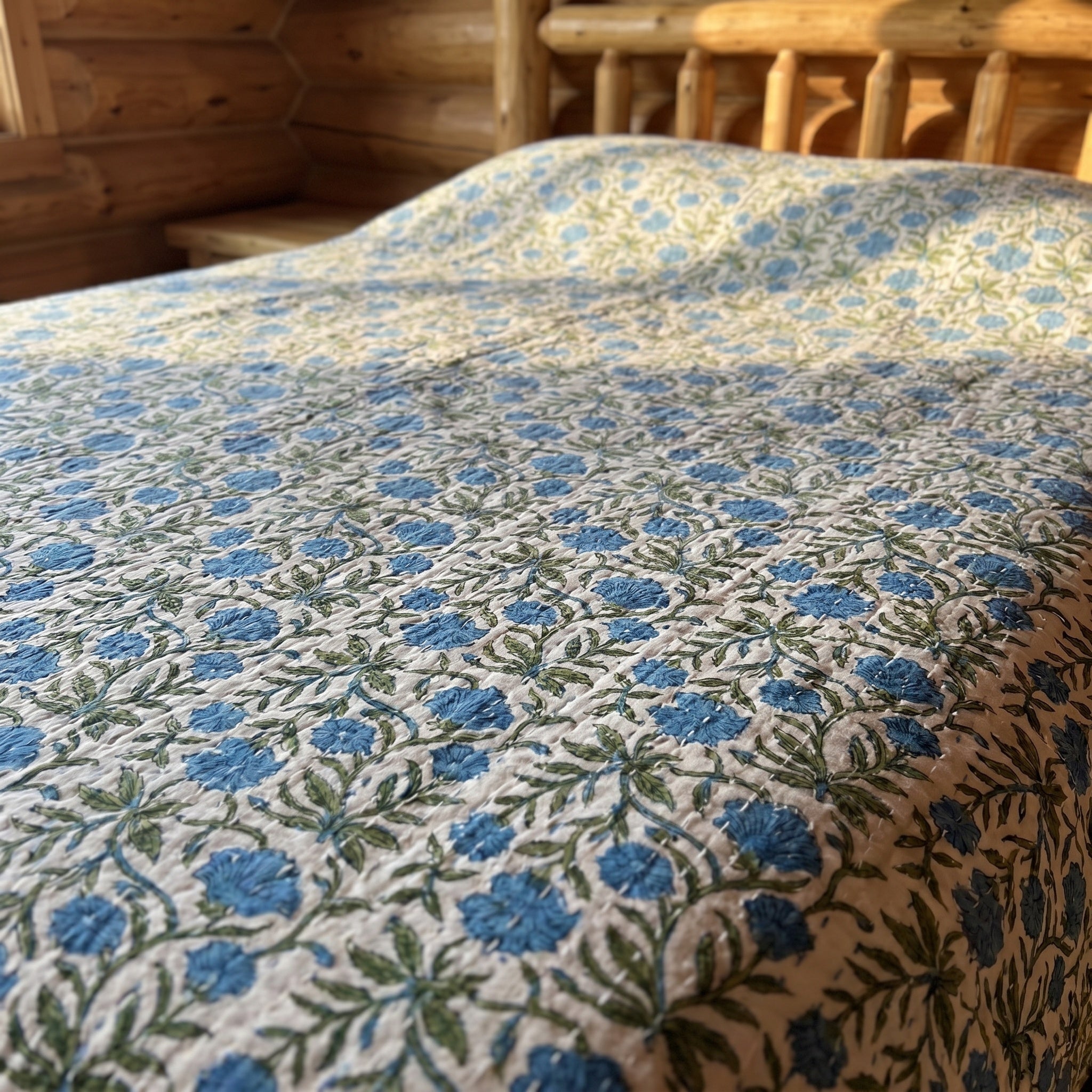 Indigo Dream Handmade Kantha Queen Bedsheet
