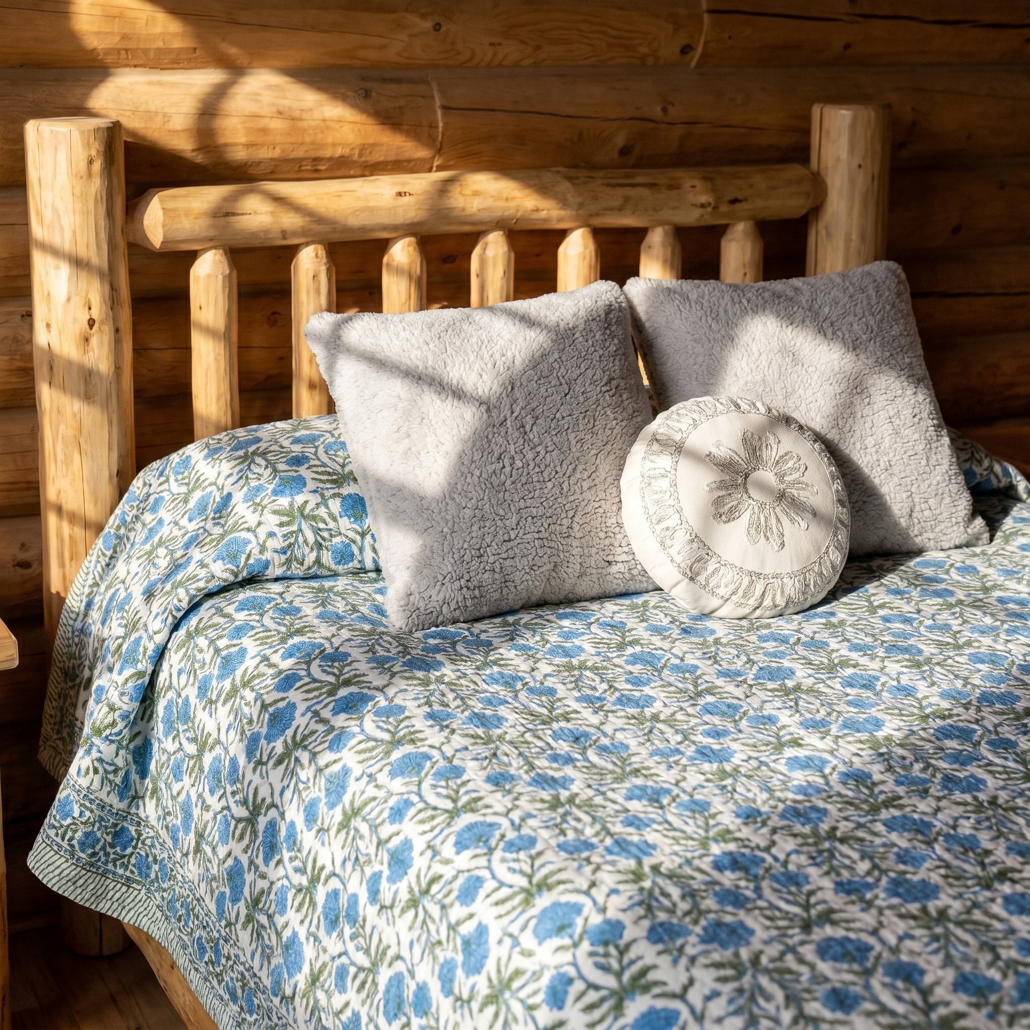 Indigo Dream Handmade Kantha Queen Bedsheet