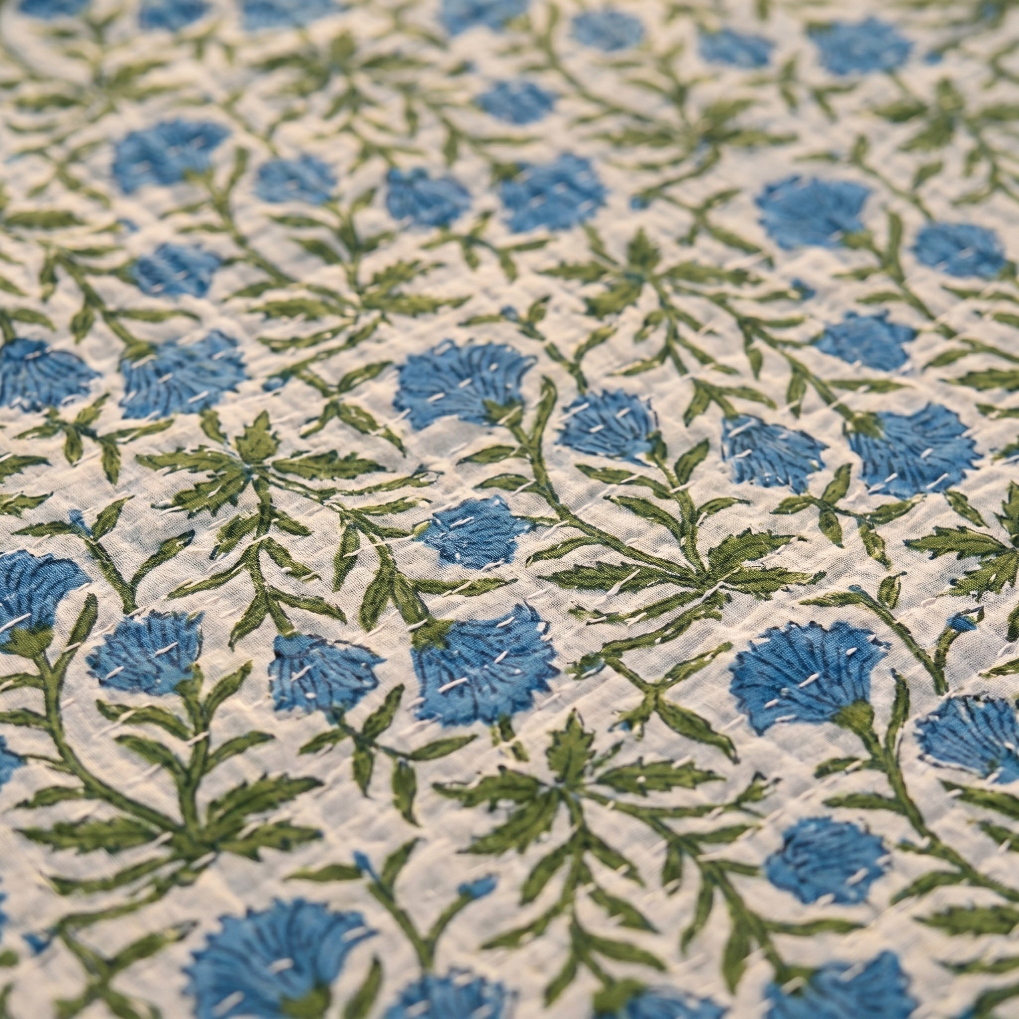 Indigo Dream Handmade Kantha Queen Bedsheet