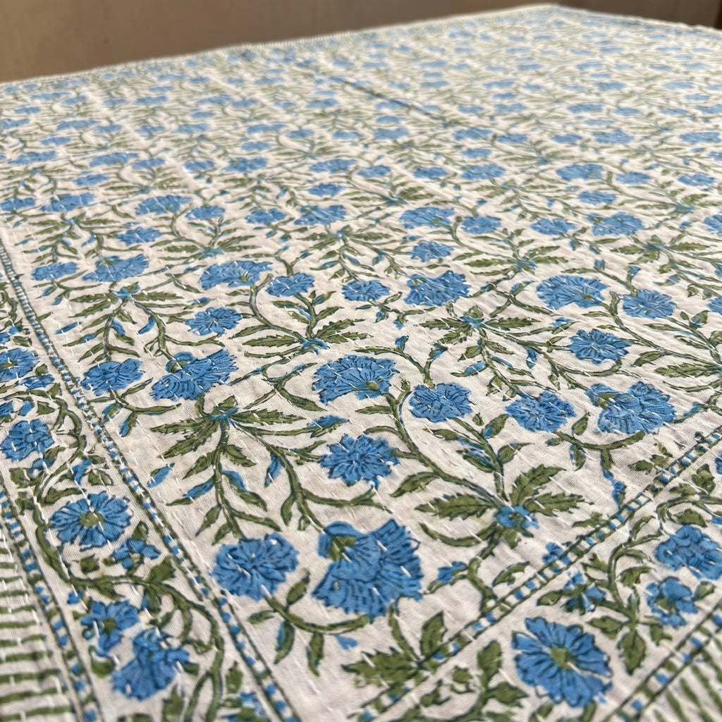 Indigo Dream Handmade Kantha Queen Bedsheet