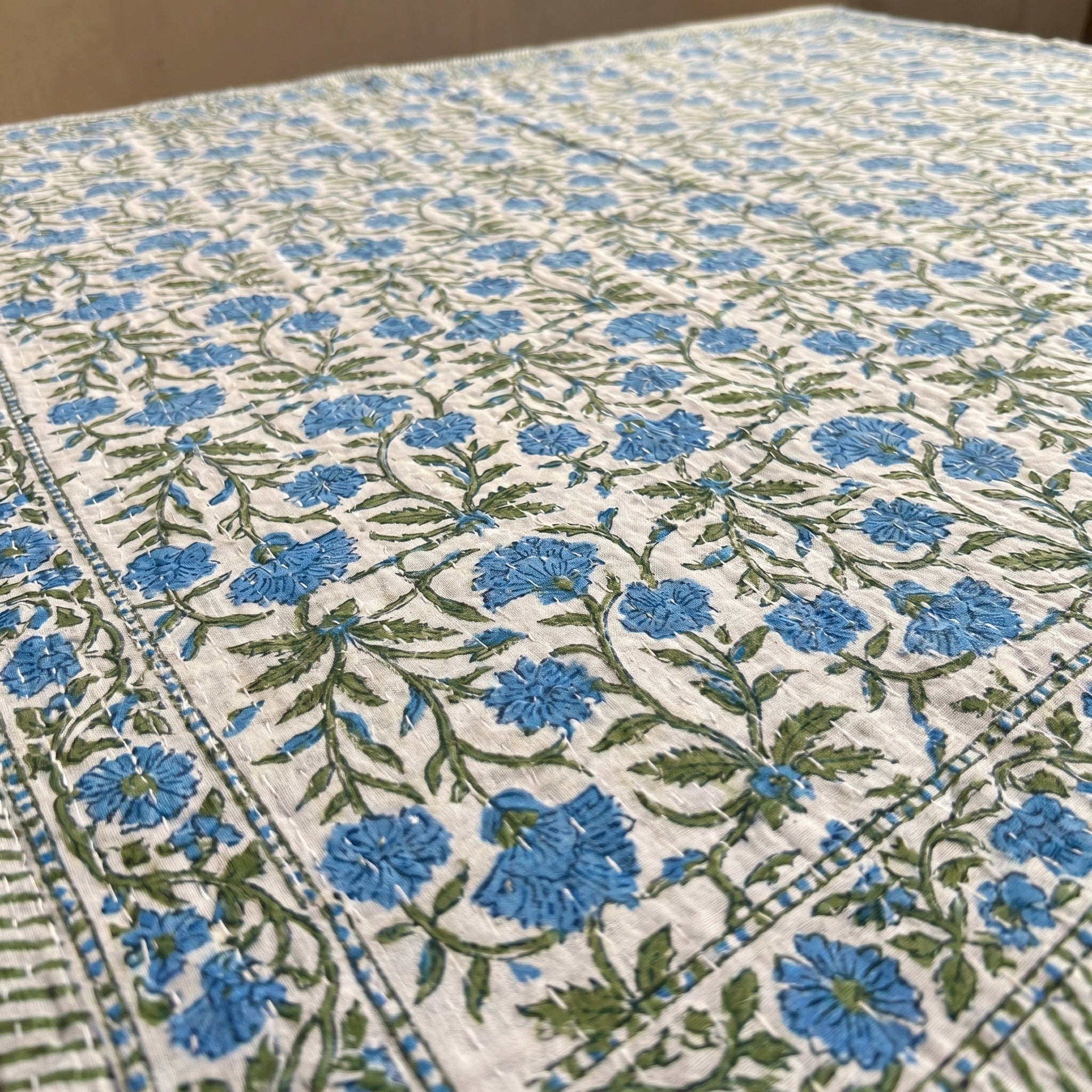Indigo Dream Handmade Kantha Queen Bedsheet