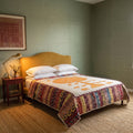 Deep Indigo Handmade Applique Kantha Queen Bedspread