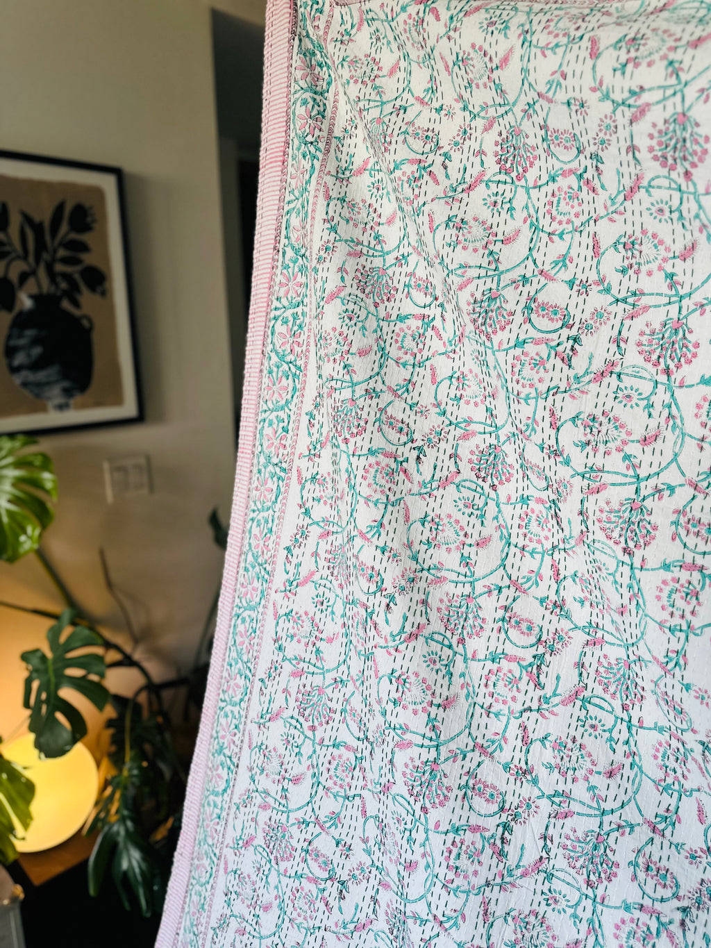 Heritage Indigo Handmade Kantha Queen bedspread