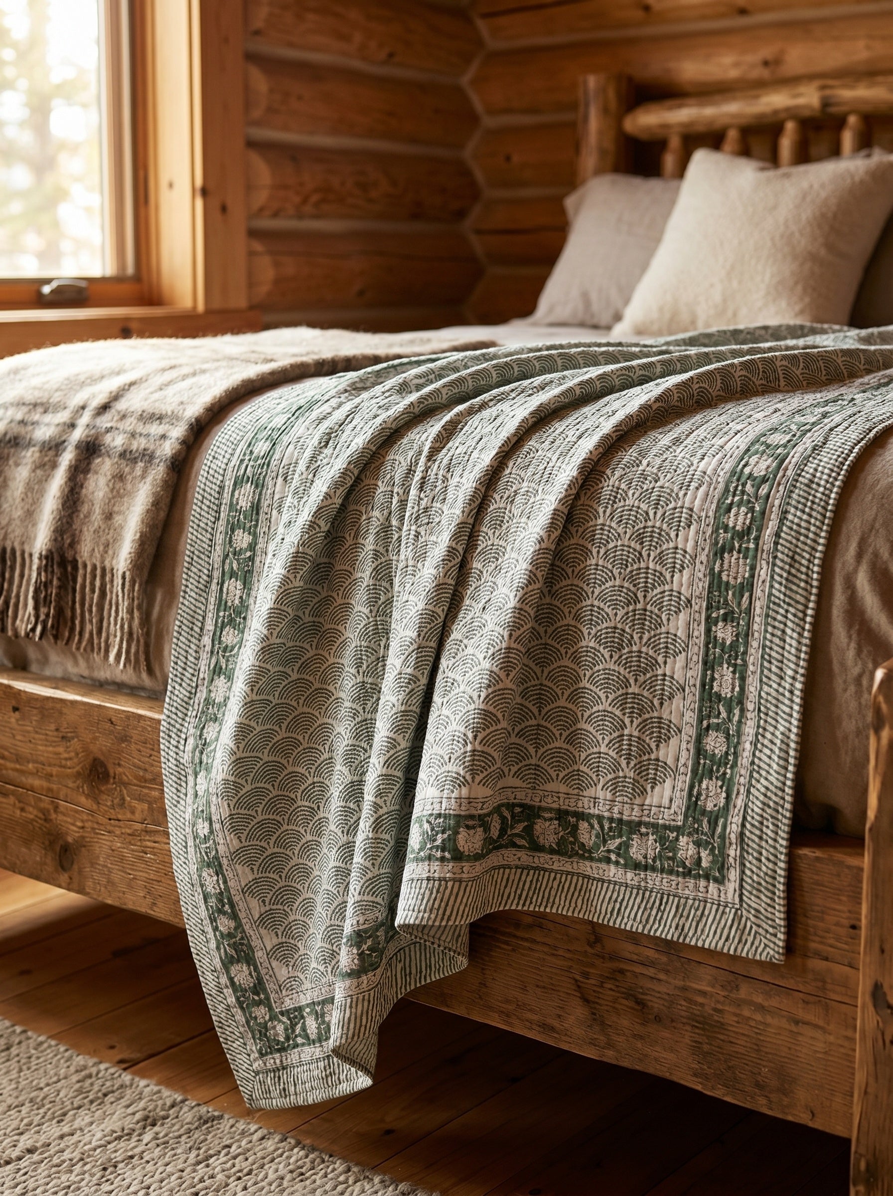 Oasis Terracotta Handmade Kantha Queen Bedsheet