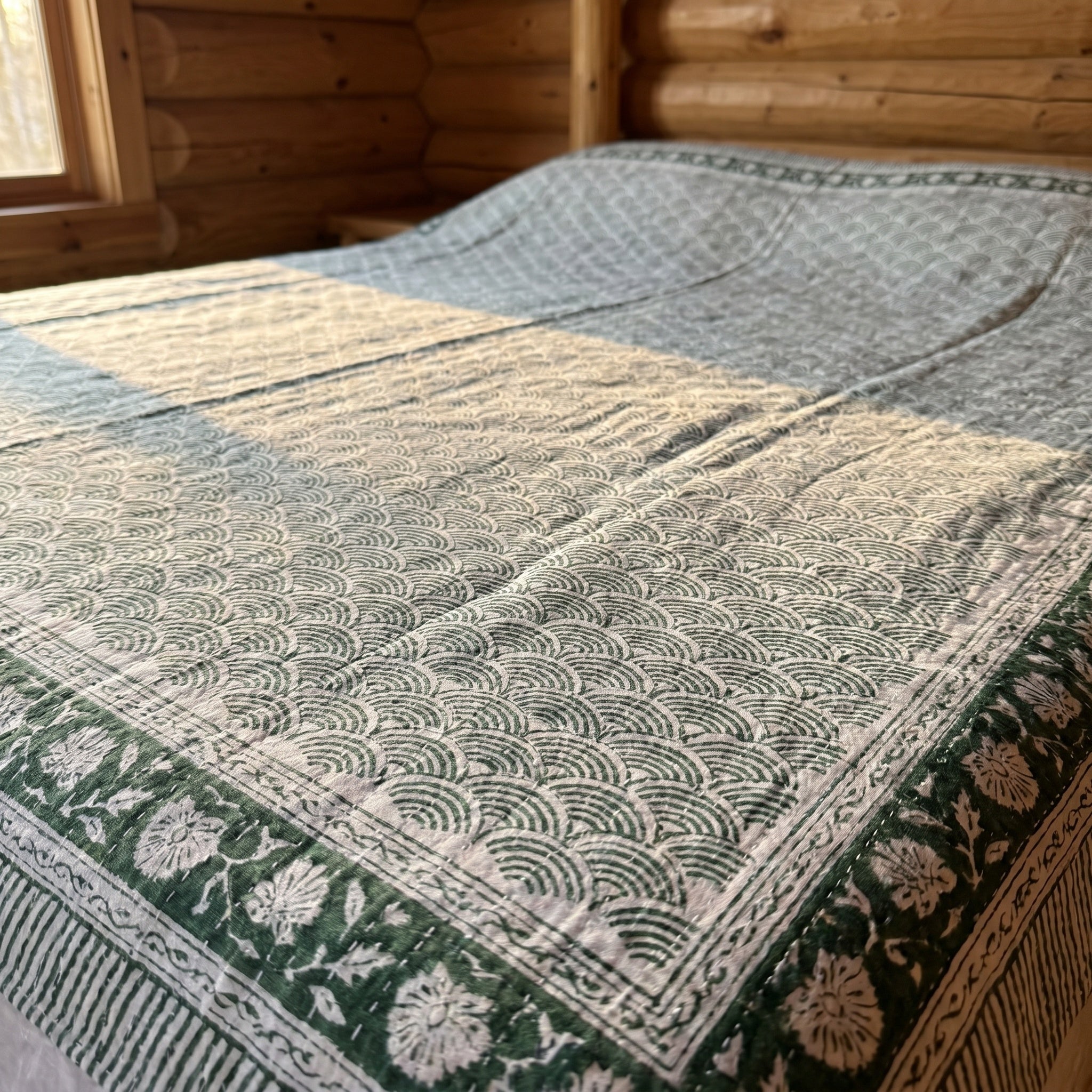 Oasis Terracotta Handmade Kantha Queen Bedsheet