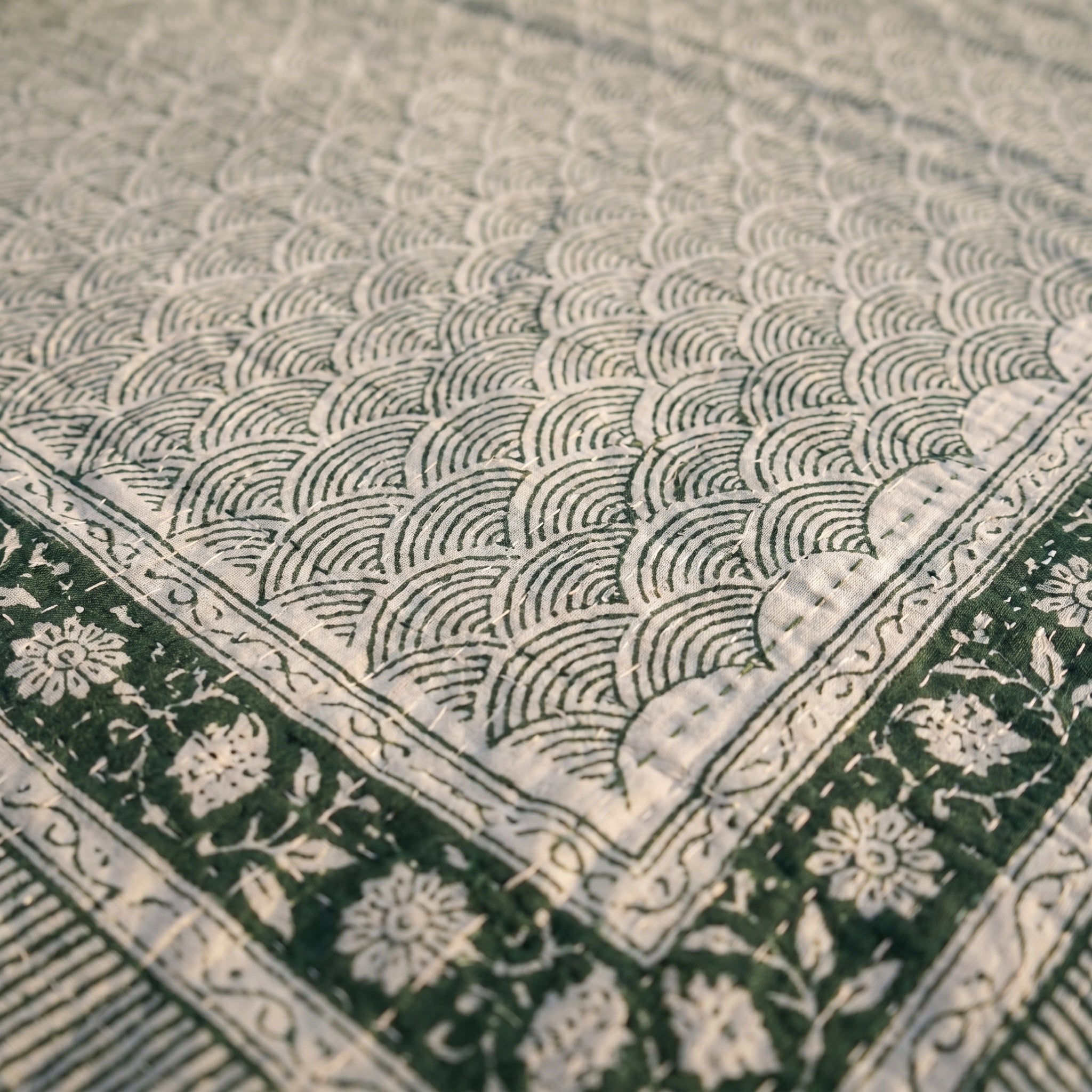 Oasis Terracotta Handmade Kantha Queen Bedsheet