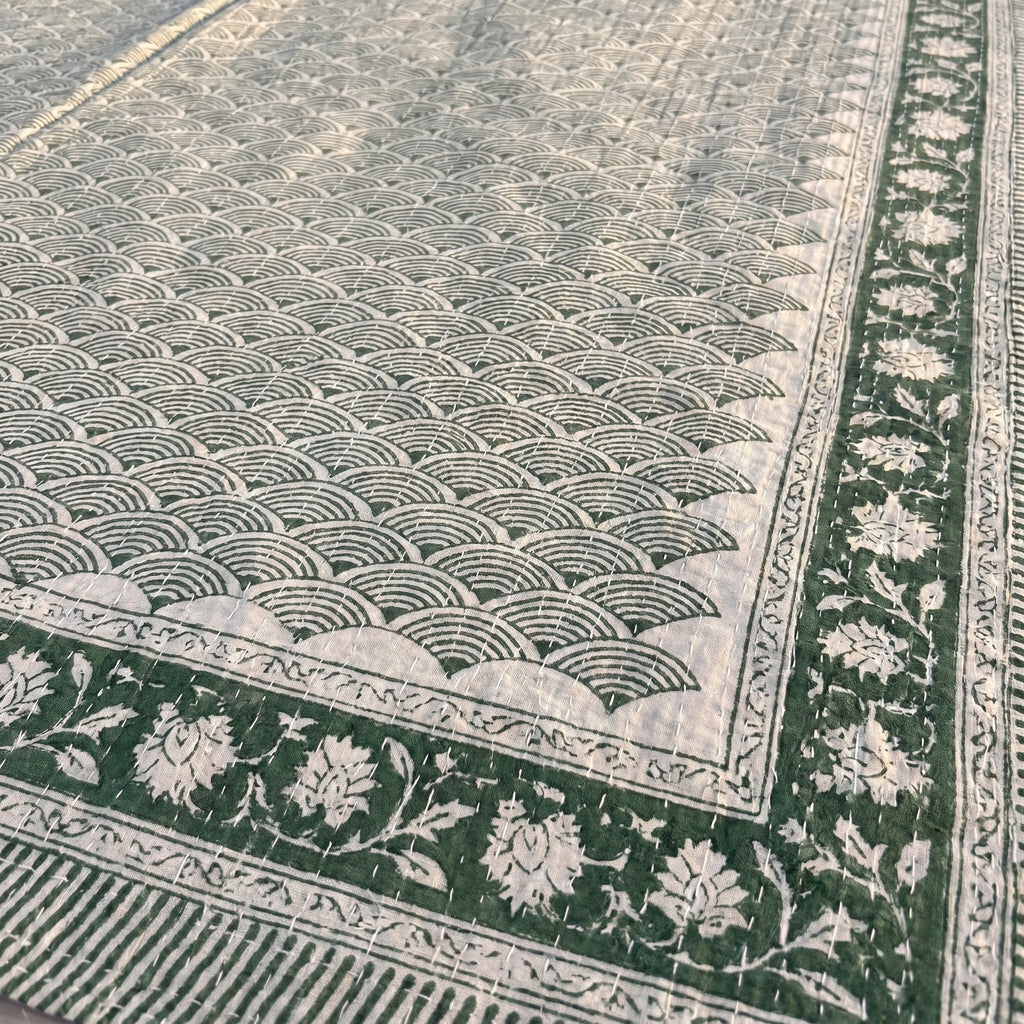 Oasis Terracotta Handmade Kantha Queen Bedsheet