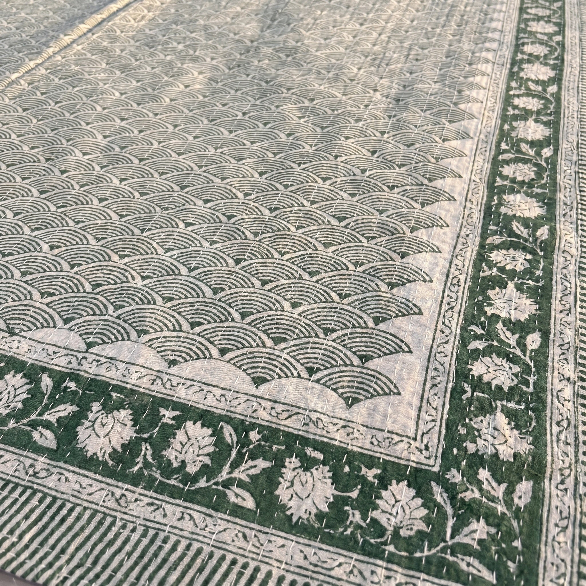 Oasis Terracotta Handmade Kantha Queen Bedsheet