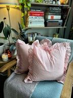 Pink checks Cushion Cover