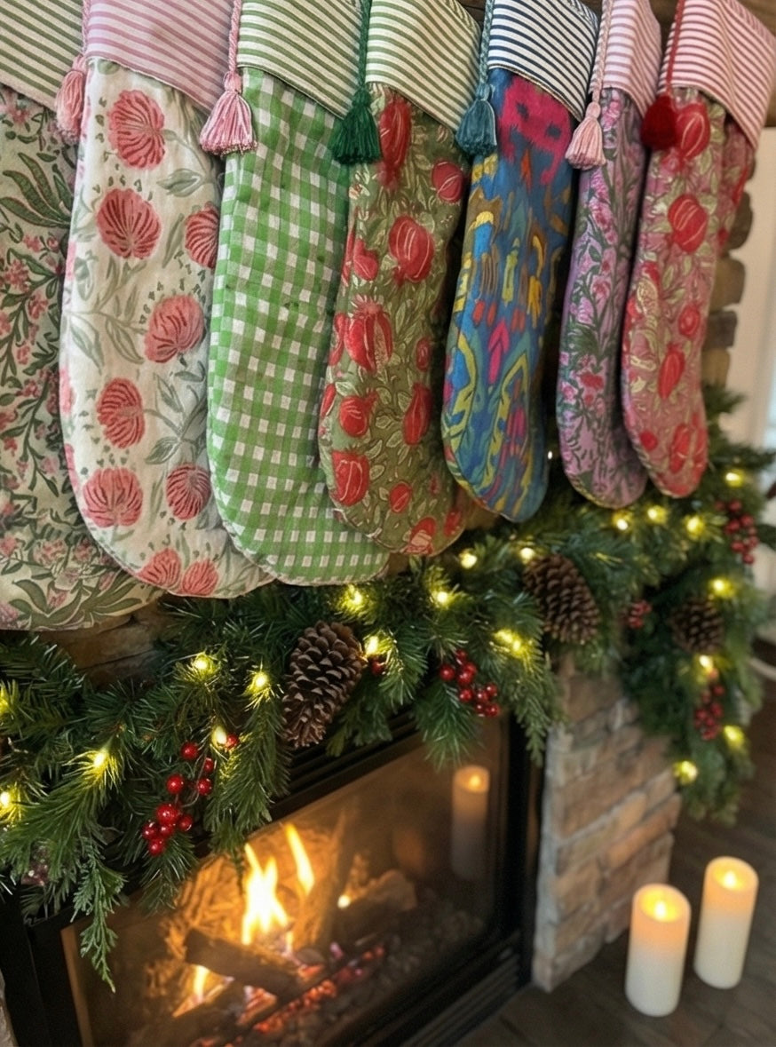 Festive Gingham Check Christmas Stocking