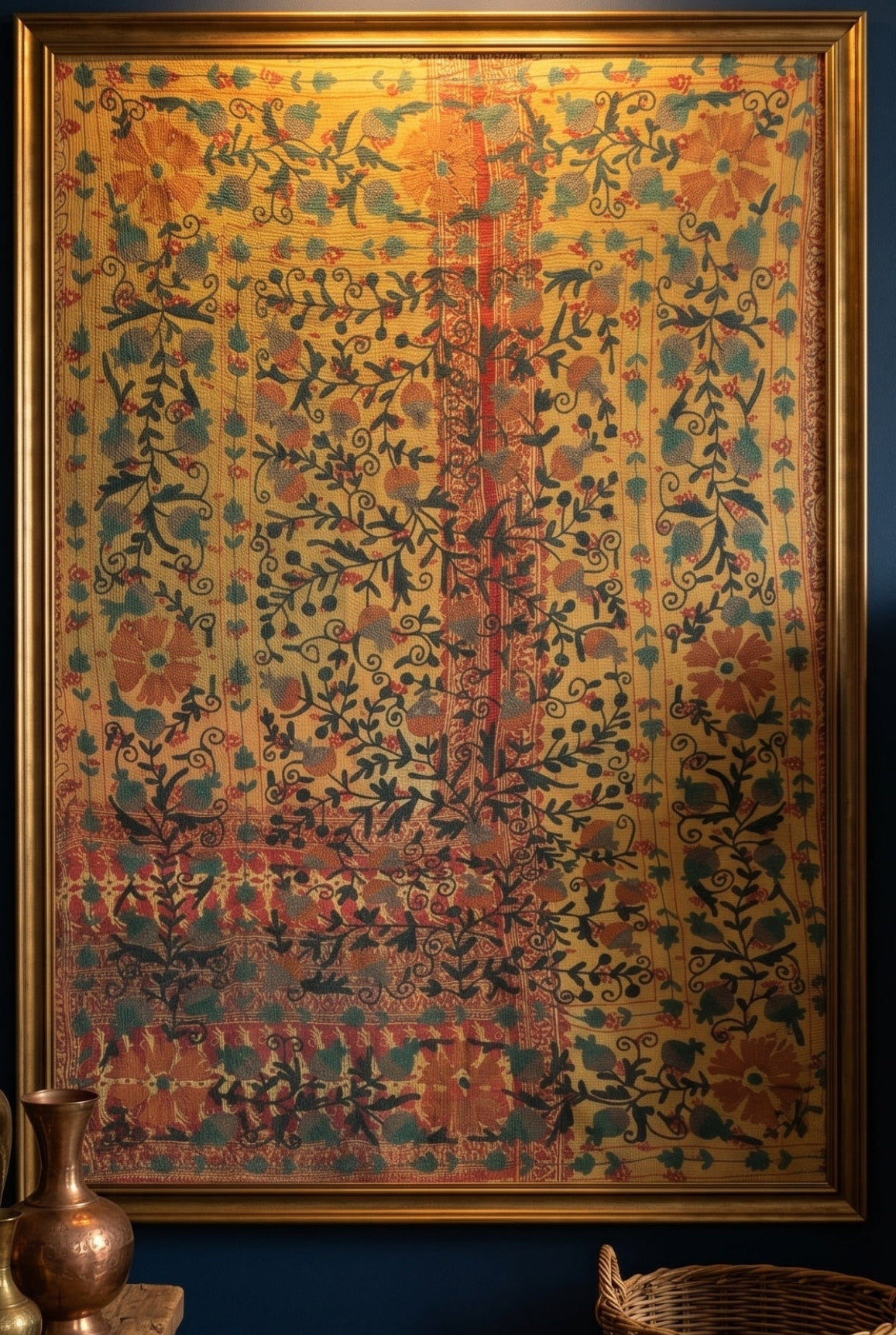 Dusk Echo Luxury Vintage Suzani Kantha Throw