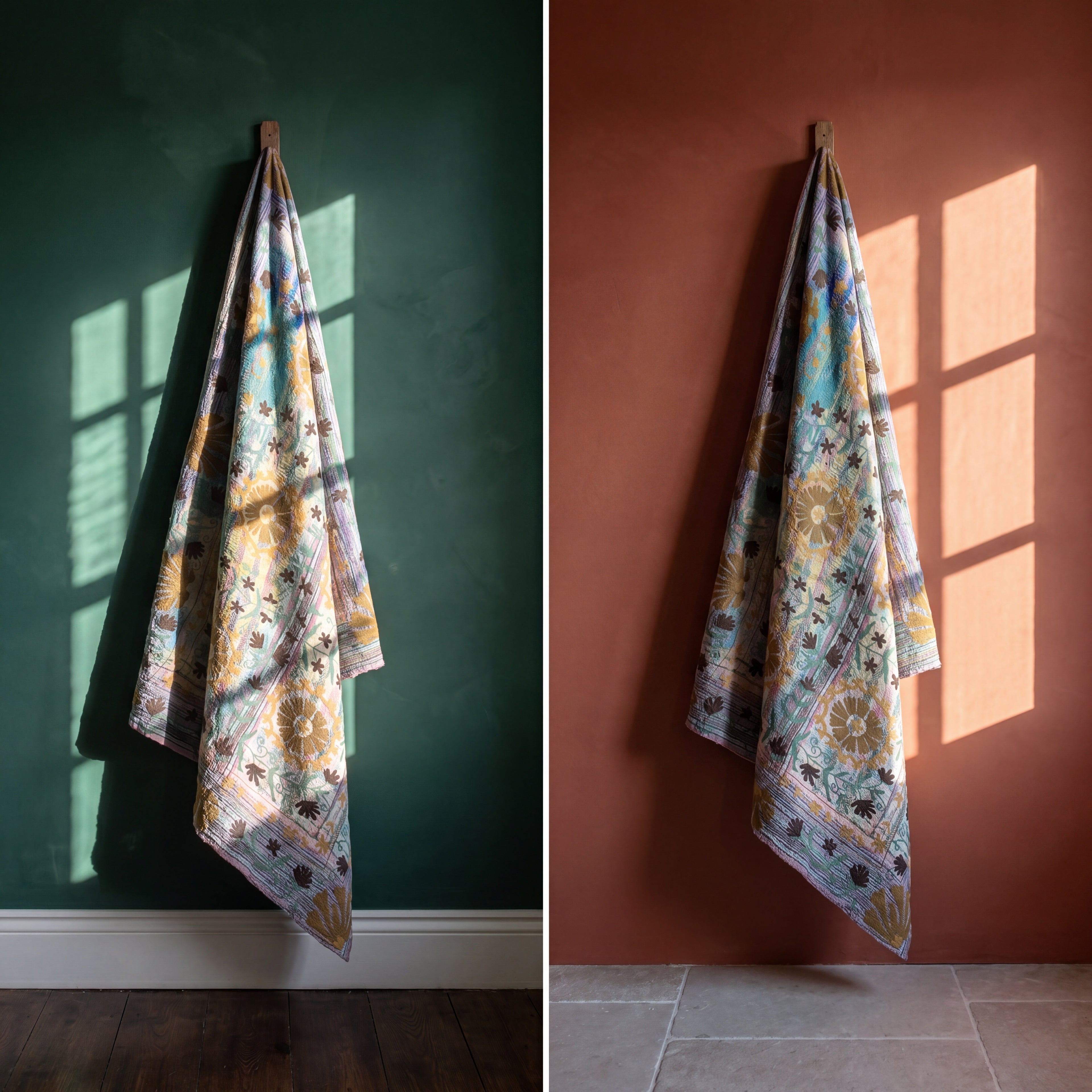Sky Dawn Luxury Vintage Suzani Kantha Throw