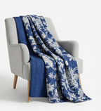 Indigo Wild Orchid Cotton Hand-Made Kantha Throw Blanket