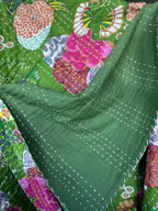 Grasslands Reverie Cotton Hand-Made Kantha Throw Blanket