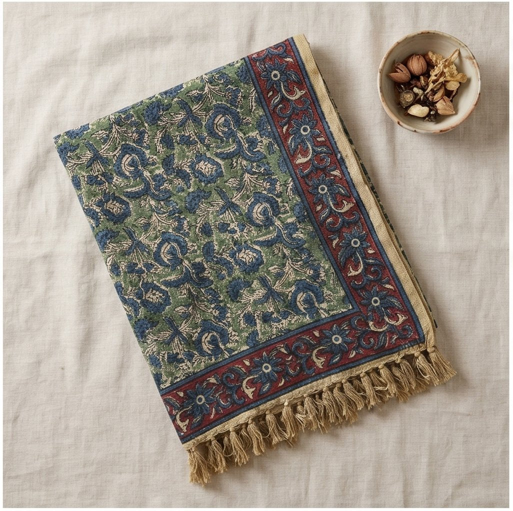 Rich Bloom Handmade Bagru Block Print Throw