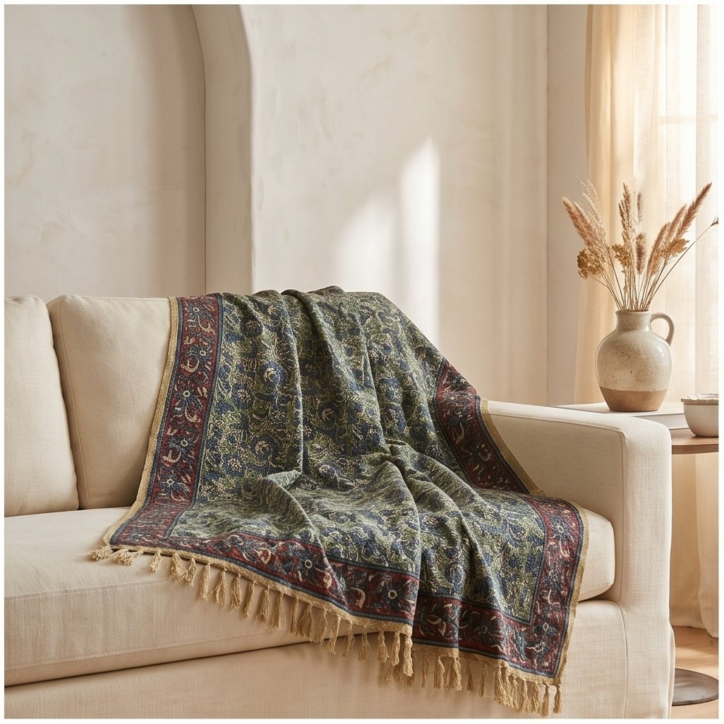 Rich Bloom Handmade Bagru Block Print Throw