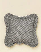 Midnight Petal Ruffled Cotton Cushion Cover